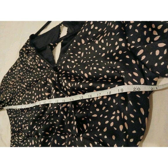 Lush Boho Maxi Dress Size XL Women's Black/ Pink Cottage Prairie Bubble Sleeves - Picture 6 of 9